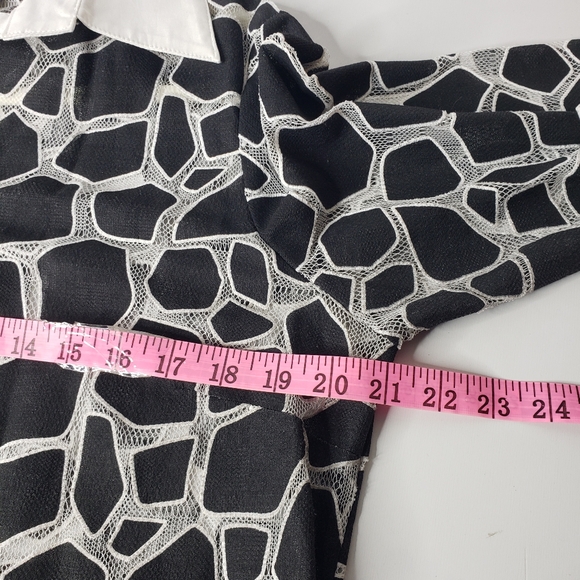 Mischa Netting Sheer Animal Geometric Abstract Rhinestone Tunic Contrast Top M - Picture 9 of 12